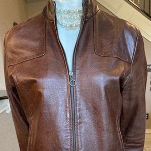 Stefanel Brown Moto Jacket, Verapelle Real leather , Medium
